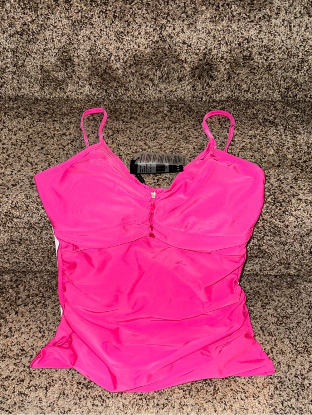 SummerVibes RELLECIGA Women's Ruched Tankini Top Women's Swimsuits in Neon Rose.